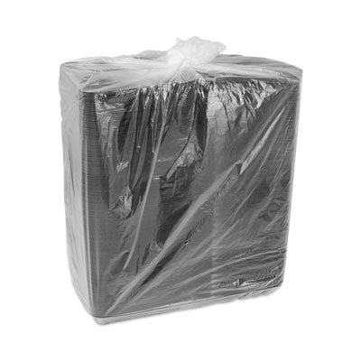 Pactiv SmartLock Hinged Lid Styrofoam Container, Black, 1 Compartment, 9" x 9.13" x 3.25" - 150/CS