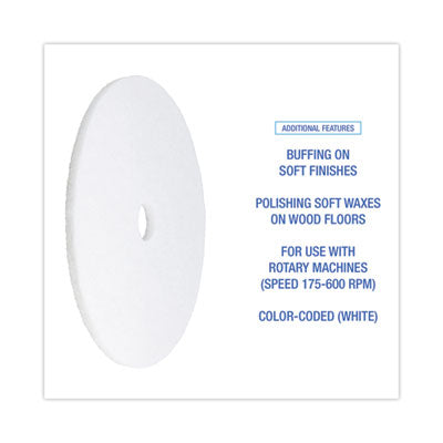 Floor Pad, 24", White Polishing - 5/CS