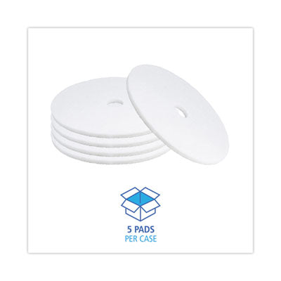 Floor Pad, 24", White Polishing - 5/CS