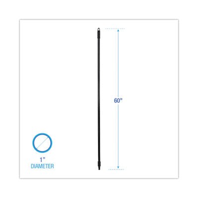 Fiberglass Broom Handle, Nylon Plastic, Threaded End, 1" x 60", Black (BWK636)