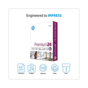 HP Premium24 Copy Paper, 98 Bright, 24 lb. Bond Weight, 8.5" x 11", Ultra White - 500/Ream (11240-0)