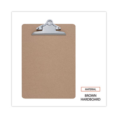 Hardboard Clipboard, 1.25" Clip Capacity, Holds 8.5" x 11" Sheets, Brown (UNV40304)