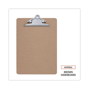 Hardboard Clipboard, 1.25" Clip Capacity, Holds 8.5" x 11" Sheets, Brown (UNV40304)