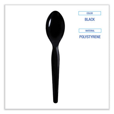 Boardwalk Heavyweight Individually Wrapped Spoon, Black - 1000/CS
