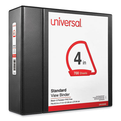 Universal Slant D-Ring View Binder, 3 Rings, 4" Capacity, 11" x 8.5", Black