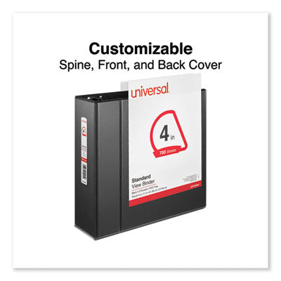 Universal Slant D-Ring View Binder, 3 Rings, 4" Capacity, 11" x 8.5", Black