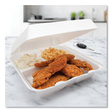 Load image into Gallery viewer, Dart Hinged Lid Styrofoam Container, White, 3 Compartment - 100ct. 2/CS (95HT3R)
