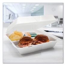 Load image into Gallery viewer, Dart Hinged Lid Styrofoam Container, White, 3 Compartment - 100ct. 2/CS (95HT3R)
