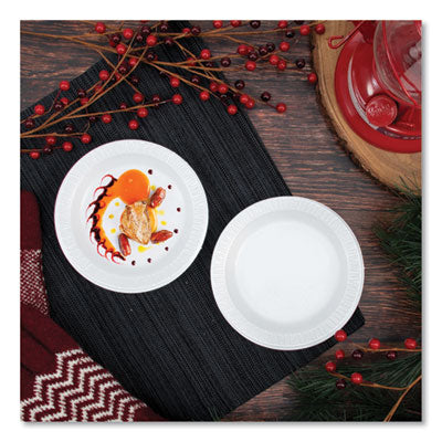 Dart White Styrofoam Plate, 6", 1 Compartment - 125ct. 8/CS (6PWCR)