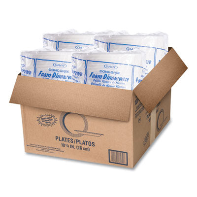 Dart White Styrofoam Plate, 10 1/4", 1 Compartment - 125ct. 4/CS (10PWCR)