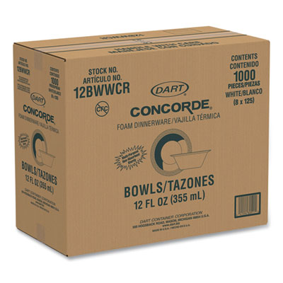 Dart Styrofoam Bowl, 12 oz. - 125ct. 8/CS (12BWWC)