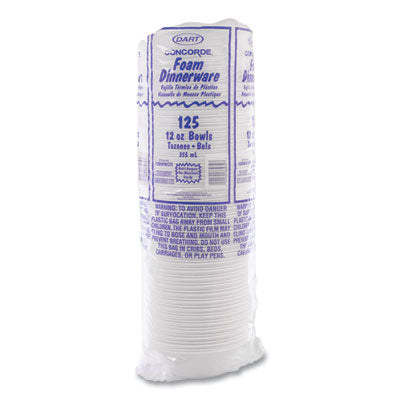 Dart Styrofoam Bowl, 12 oz. - 125ct. 8/CS (12BWWC)