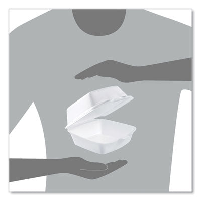 Dart Hinged Lid Styrofoam Container, 5.38" x 5.5" x 2.88", White, 125ct. - 4/CS (50HT1)