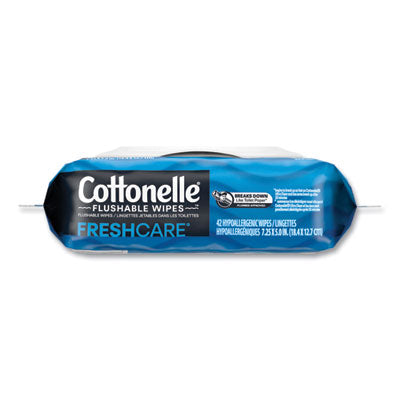 Cottonelle Fresh Care Flushable Cleansing Wipes, 1-Ply, 3.75" x 5.5", White, 42/Pack - 12/CS (44932)