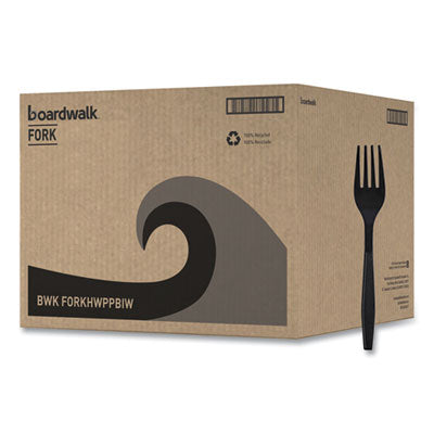 Boardwalk Heavyweight Individually Wrapped Plastic Fork, Black - 1000/CS