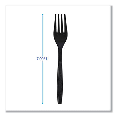 Boardwalk Heavyweight Individually Wrapped Plastic Fork, Black - 1000/CS