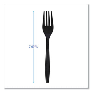 Boardwalk Heavyweight Individually Wrapped Plastic Fork, Black - 1000/CS