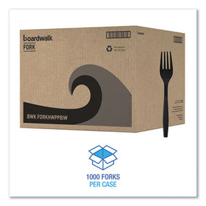 Boardwalk Heavyweight Individually Wrapped Plastic Fork, Black - 1000/CS