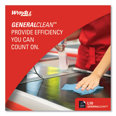 Wypall L10 Windshield Towels, 1-Ply, 9.1" x 10.25", Light Blue, 224/Pack, 2240/CS (05123)