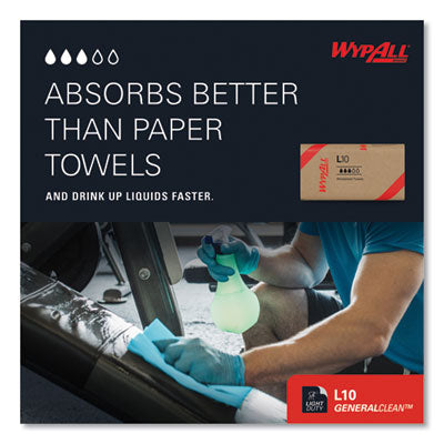 Wypall L10 Windshield Towels, 1-Ply, 9.1" x 10.25", Light Blue, 224/Pack, 2240/CS (05123)