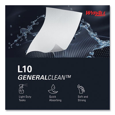 Wypall L10 Windshield Towels, 1-Ply, 9.1" x 10.25", Light Blue, 224/Pack, 2240/CS (05123)