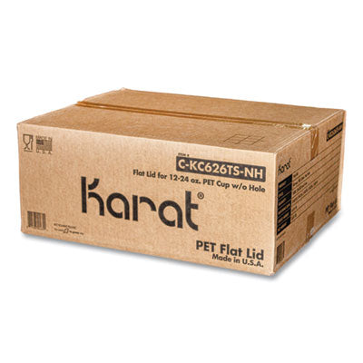 Karat PET Cup Lid, No Hole Flat Lid, fits 12 to 24 oz. Cold Cups - 1000/CS