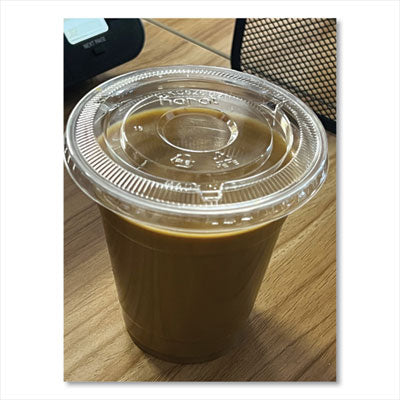 Karat PET Cup Lid, No Hole Flat Lid, fits 12 to 24 oz. Cold Cups - 1000/CS
