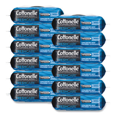 Cottonelle Fresh Care Flushable Cleansing Wipes, 1-Ply, 3.75" x 5.5", White, 42/Pack - 12/CS (44932)