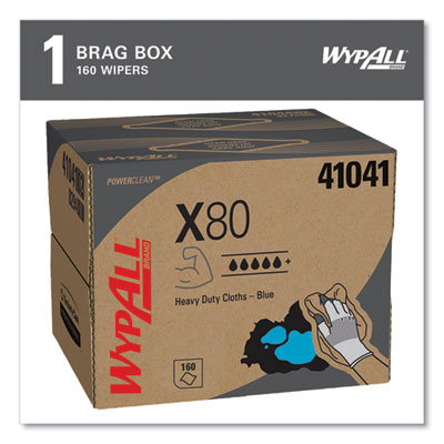WypAll Power Clean X80 Heavy Duty Cloths, 11.1" x 16.8", Blue - 160/CS (41041)