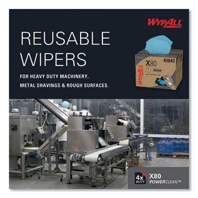 WypAll Power Clean X80 Heavy Duty Cloths, 11.1" x 16.8", Blue - 160/CS (41041)