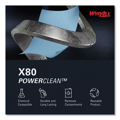 WypAll Power Clean X80 Heavy Duty Cloths, 11.1" x 16.8", Blue - 160/CS (41041)