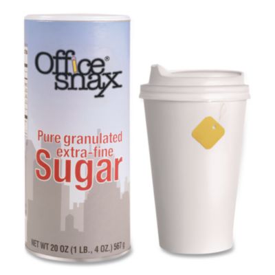 Office Snax Granulated Sugar Canister, 20 oz. Reclosable Container - 24/CS