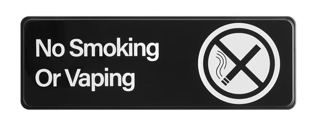 Sign, No Smoking or Vaping, 3" x 9", Black