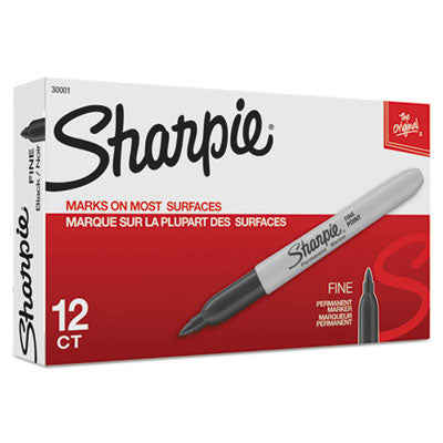 Sharpie Fine Tip Permanent Marker, Fine Bullet Tip, Black - 12ct.