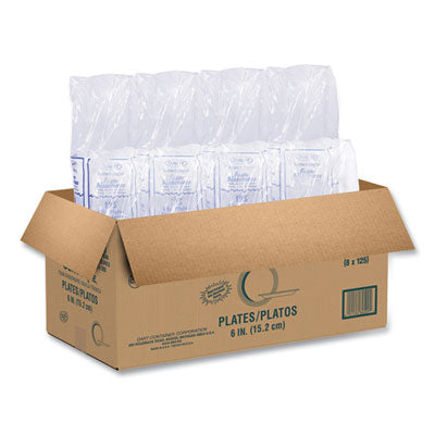 Dart White Styrofoam Plate, 6", 1 Compartment - 125ct. 8/CS (6PWCR)