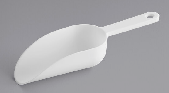 White Plastic Scoop, 6 oz., Round Bottom