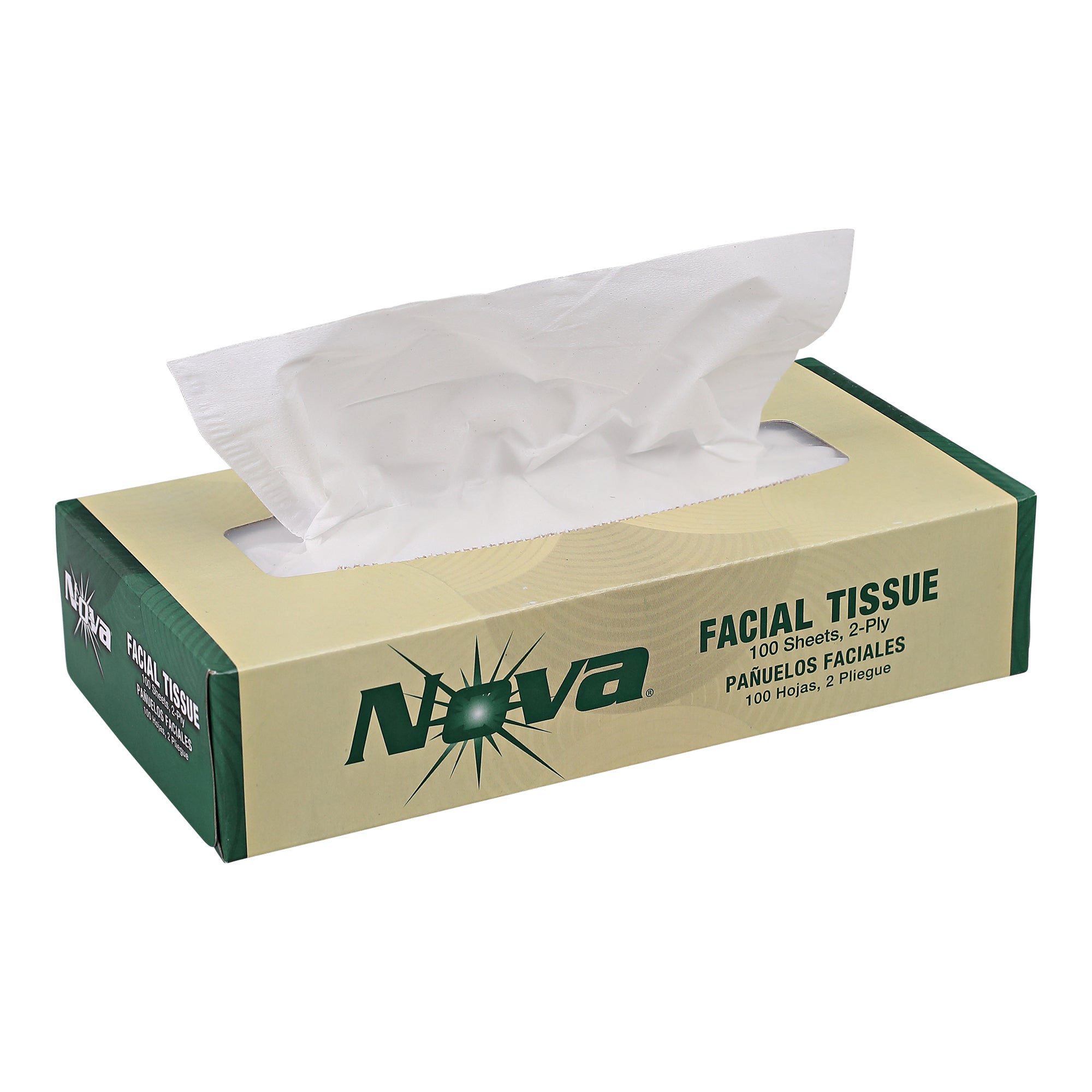 NOVA Standard Grade Facial Tissue, Flat Box, 100ct. 30/CS (NOVA2-FACIAL)