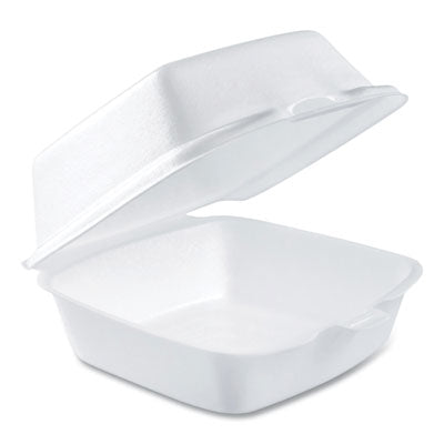 Dart Hinged Lid Styrofoam Container, 5.38" x 5.5" x 2.88", White, 125ct. - 4/CS (50HT1)