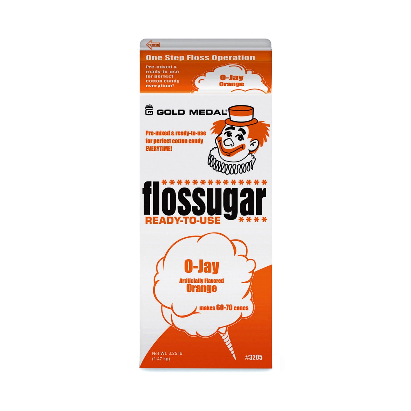 Cotton Candy Floss Mix, O-Jay (Orange) - 3.25lb.