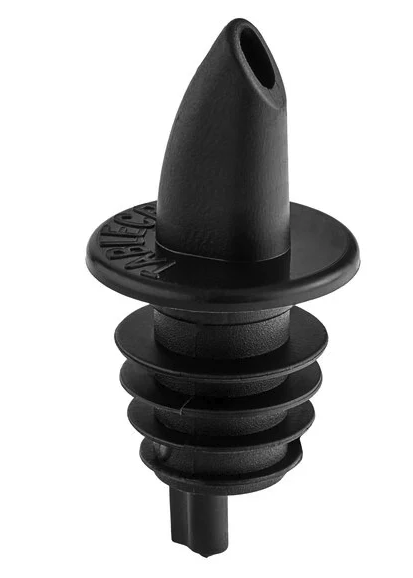Plastic Free Flow Liquor Pourer, Black - 12/Pack
