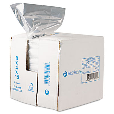 Poly Food Bag, 8" x 4" x 18", 8 Quart, 0.68MIL - 1000/CS (PB080418R)