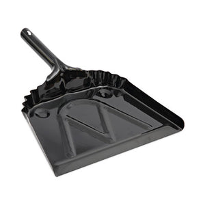 Metal Dust Pan, 12" x 14", 5" Handle, 20-Gauge Steel, Black