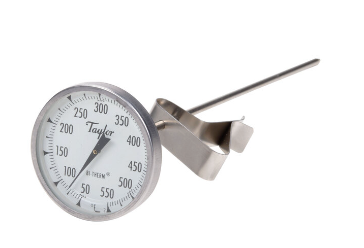 Taylor Probe Thermometer, 8" w/Pan Clip, Candy / Deep Fryer (6084J8)