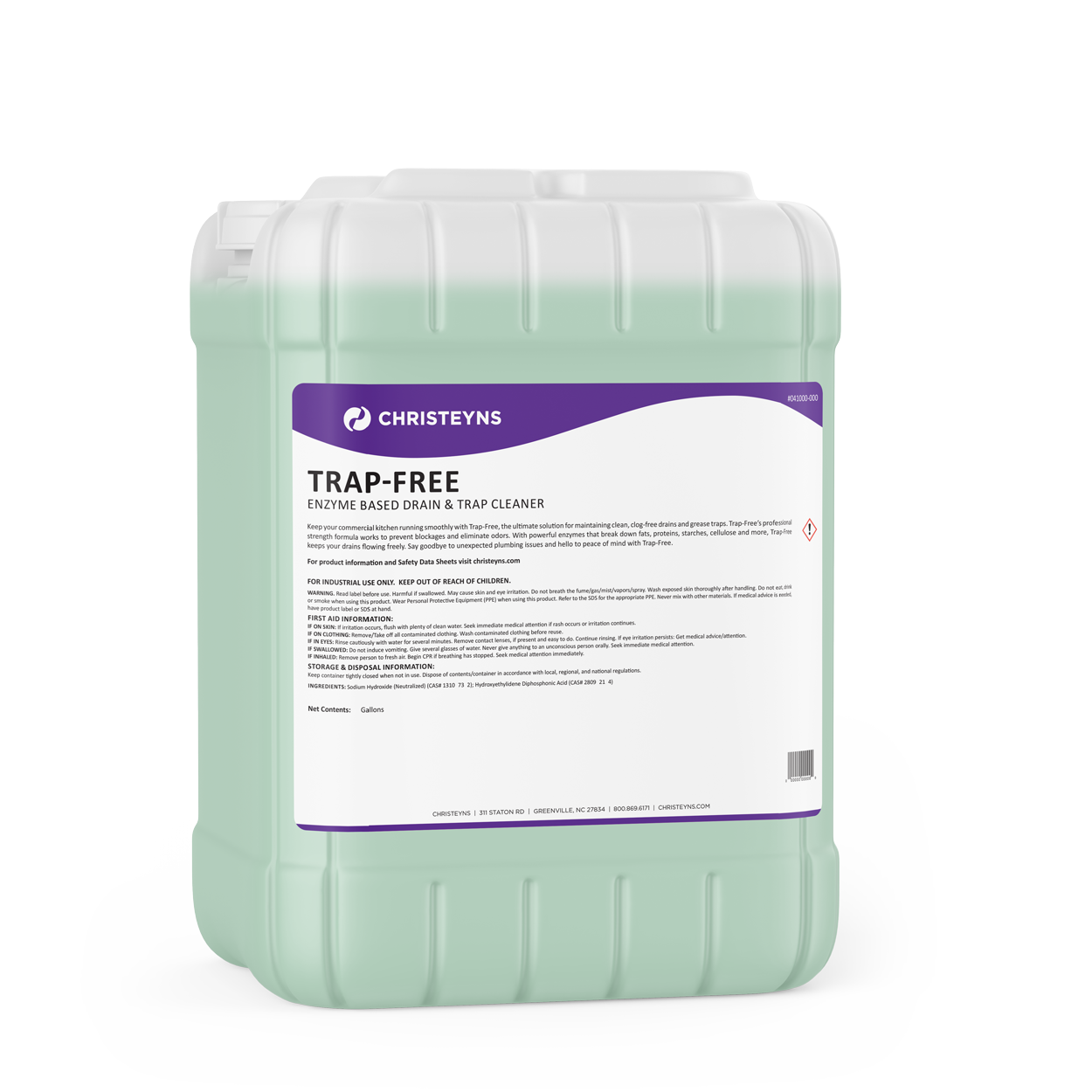 Christeyns Trap-Free Enzyme Drain & Trap Cleaner, 5 Gallon Pail
