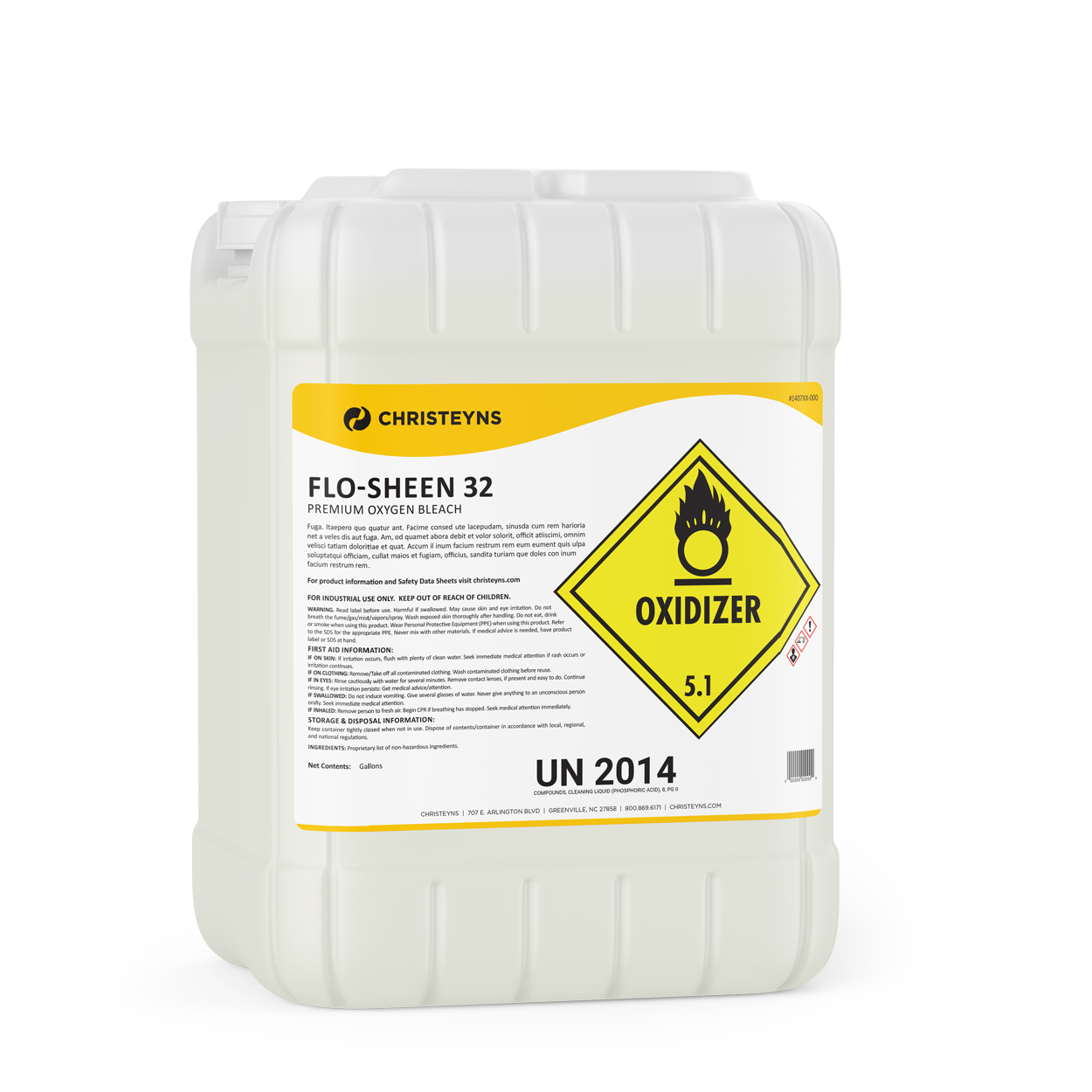Christeyns Flo-Sheen 32 Premium Oxygen Bleach, 5 Gallon Pail (140759)