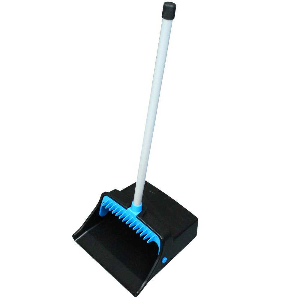 Plastic Lobby Dust Pan, Straight Handle, Black (T0013-01)