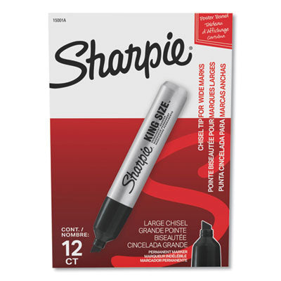 Sharpie King Size Permanent Marker, Broad Chisel Tip, Black - 12ct.