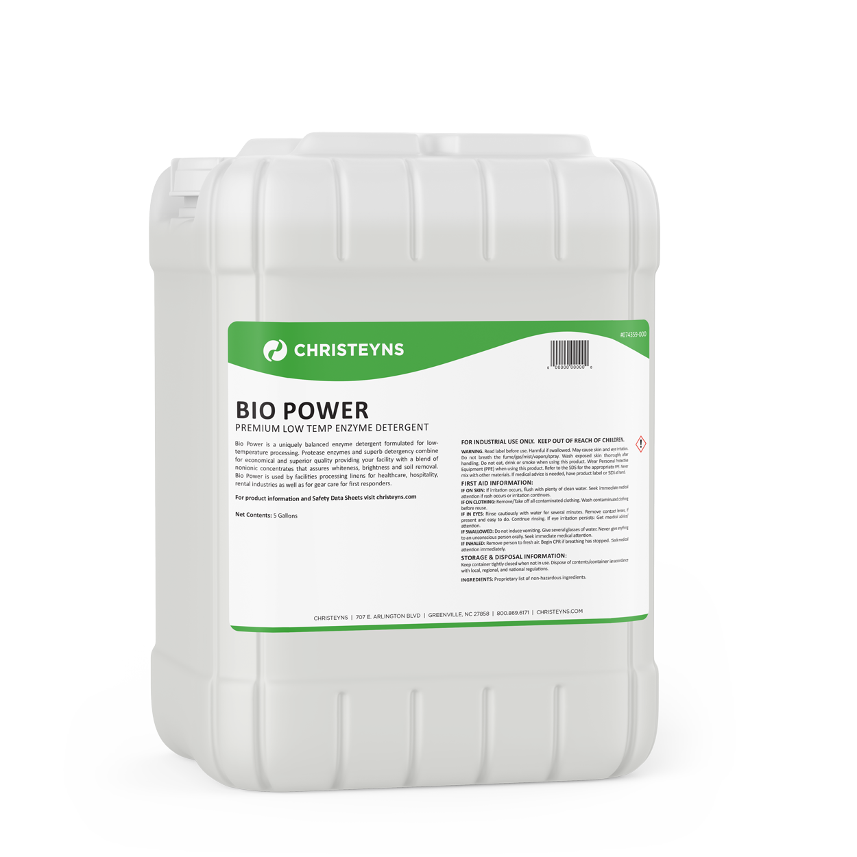 Christeyns Bio Power Premium Low Temp Enzyme Detergent, 5 Gallon Pail