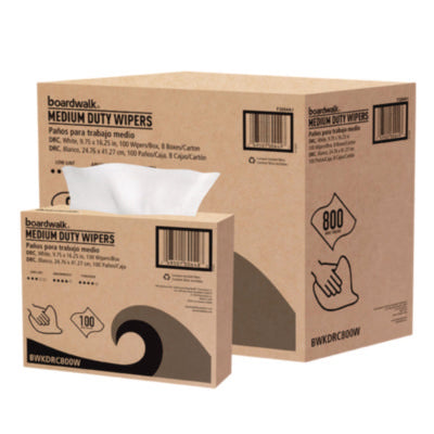 Boardwalk DRC Absorbent Wipers, 9.75" x 16.25", Pop-Up Box, White, 100/BX - 8/CS