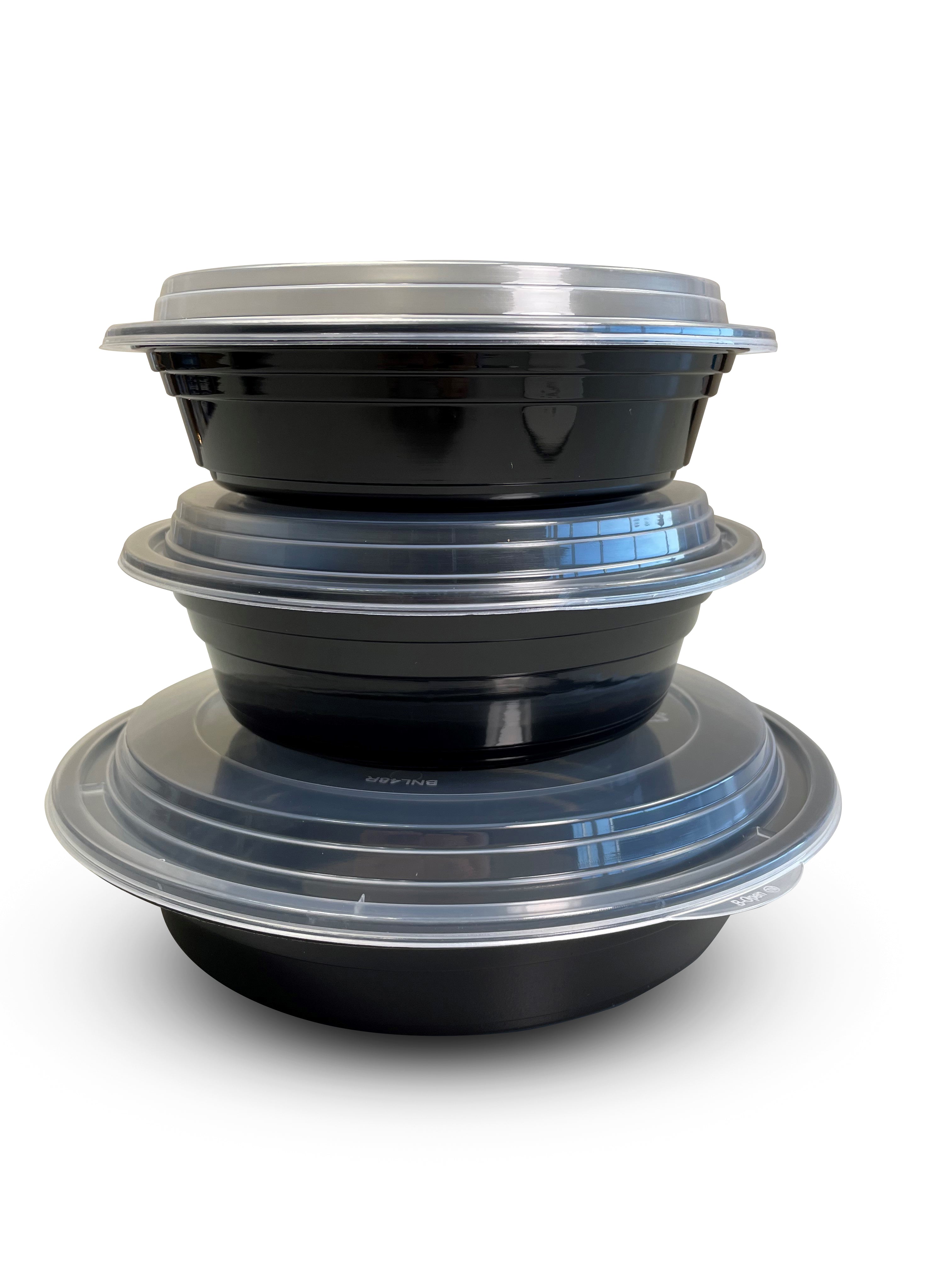 Empress Microwaveable Container & Lid Combo, Black Base w/Clear Lid, 32 oz. - 150/CS (EMBL32R)